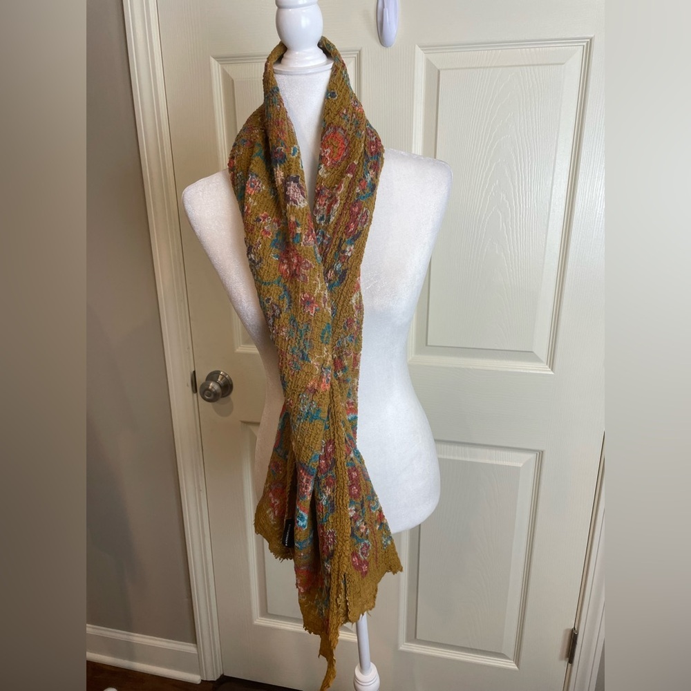 Anthropologie wool blend antique asian look Floral Patterned Scarf - Picture 4 of 10
